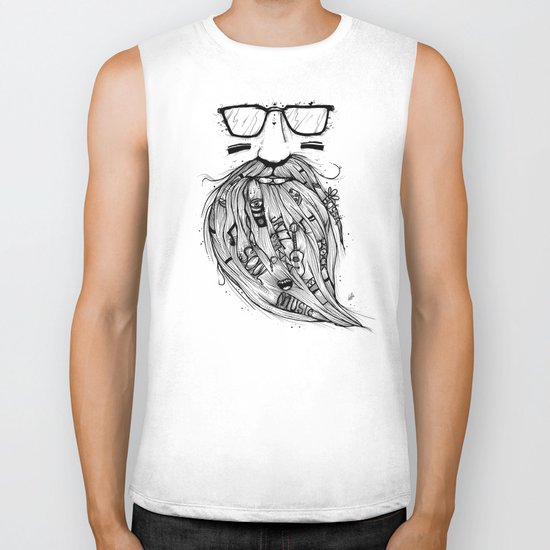 Beard Me Some Music (Black & White) Biker Tank