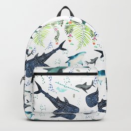 floral shark pattern Backpack