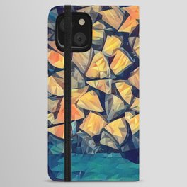 Axe and wooden logs pile of chopped firewood iPhone Wallet Case