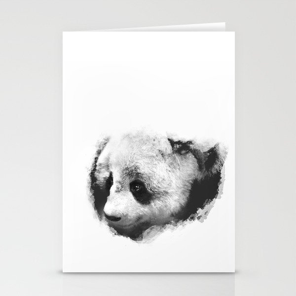 Panda peeking through the Snow Stationery Cards