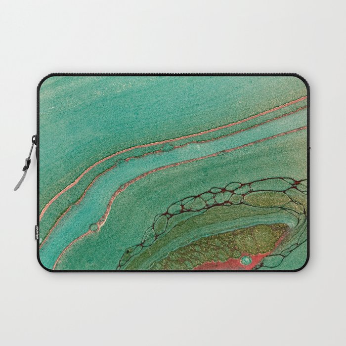 teal gold and pink acrylic agate Laptop Sleeve