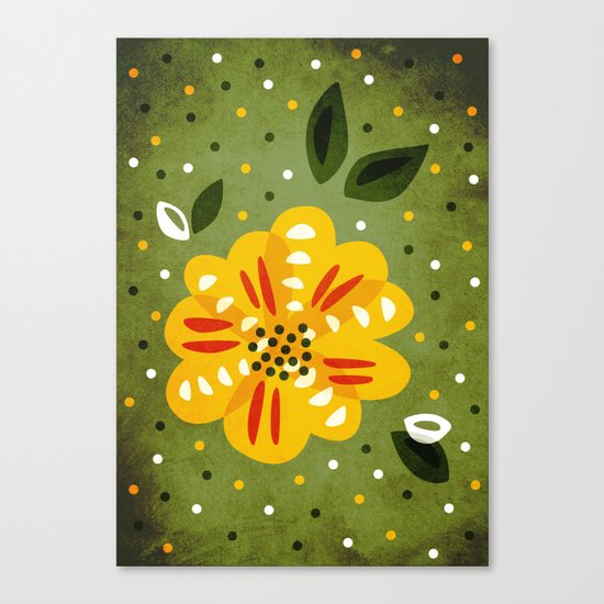 Abstract Yellow Primrose Flower Canvas Print