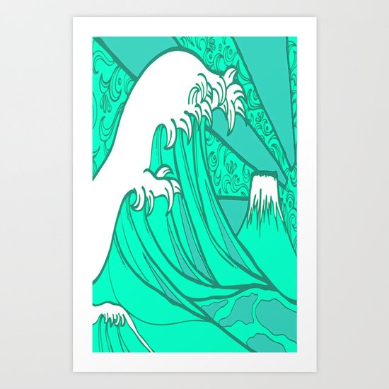 FRESH WAVE AND MOUNTAIN Art Print