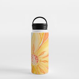 Sunburst Yellow and Orange Abstract Watercolor Flower Water Bottle