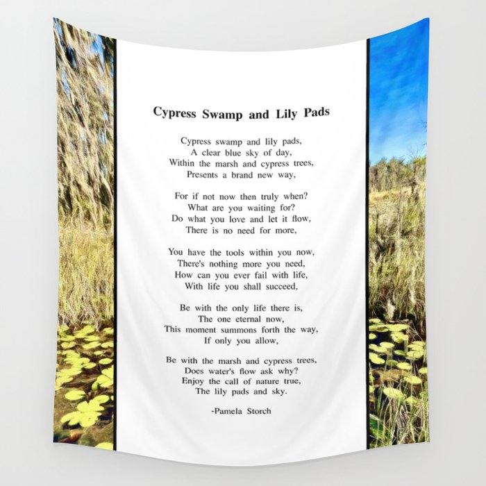 Cypress Swamp and Lily Pads Poem Wall Tapestry