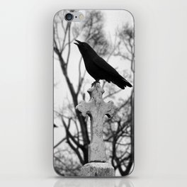Black And White Cawing Crow iPhone Skin
