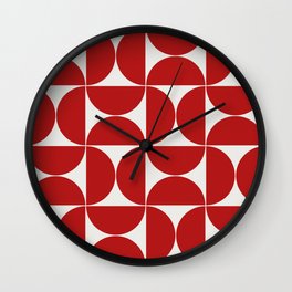 Mid-Century Modern Pattern No.28 - Off-White and Red Wall Clock