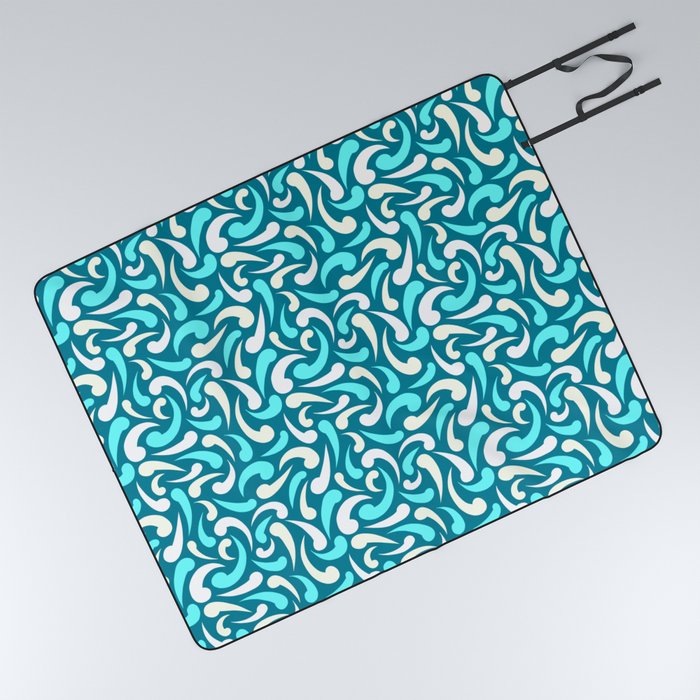 Turquoise Abstract Swirls Picnic Blanket