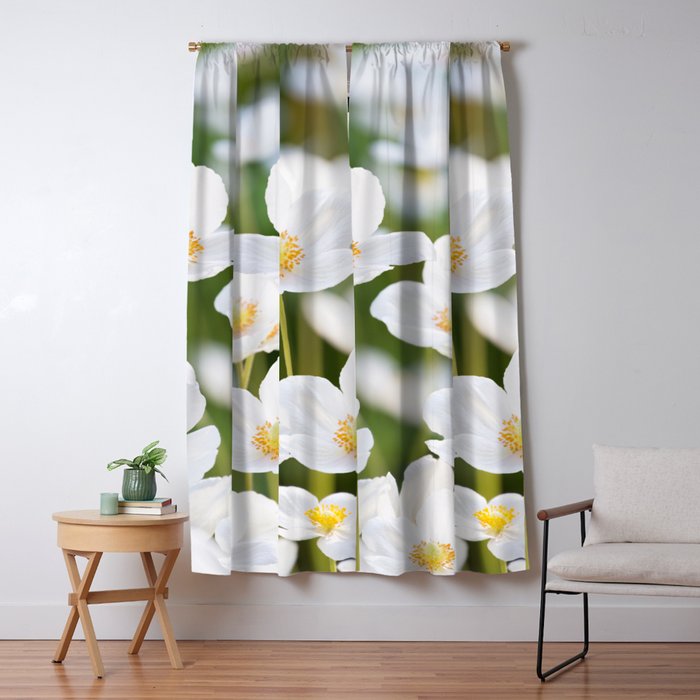 White Poppies Natural Green Bokeh Background Decor Society6 Buyart Blackout Curtain By Pivivikstrm