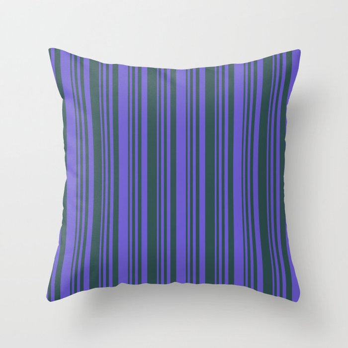 Slate Blue and Dark Slate Gray Colored Lines/Stripes Pattern Throw Pillow