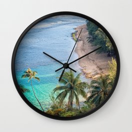 Beach Palm Trees Kauai Wall Clock | Photo, Hawaii, Beach, Nature, Landscape, Napali, Sceniclandscape, Aerial, Color, Kalalau 
