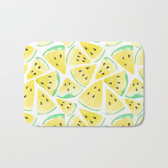 Yellow watermelon slices pattern Bath Mat