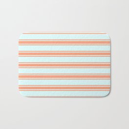 [ Thumbnail: Light Cyan and Light Salmon Colored Stripes/Lines Pattern Bath Mat ]