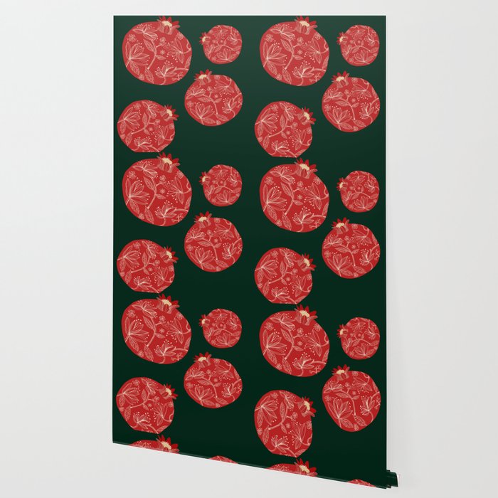 Pomegranate Pattern Wallpaper By Shabstudio Society6