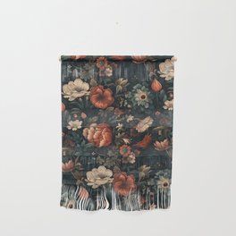 Vintage Aesthetic Beautiful Flowers, Nature Art, Dark Cottagecore Plant Collage - Flower Wall Hanging