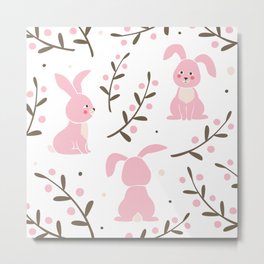 Easter bunny Metal Print | Easter, Ornament, Drawing, Pattern, Branches, Background, Bunny, Easterpattern, Rabbit, Happy 