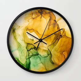 Turning Fall  - Abstract Ink Painting Wall Clock | Painting, Colorfulink, Orange, Alcoholink, Fallfantasy, Trendy, Flowingink, Green, Ink, Orangeandgreen 