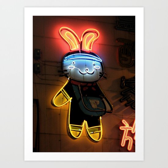 Neon Bunny Art Print