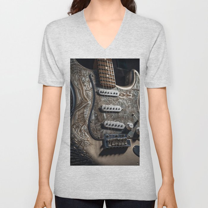 Hela Stratocaster Electric Guitar V Neck T Shirt