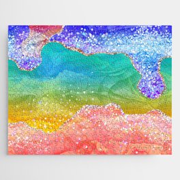 Vibrant Rainbow Glitter Agate Texture 03 Jigsaw Puzzle