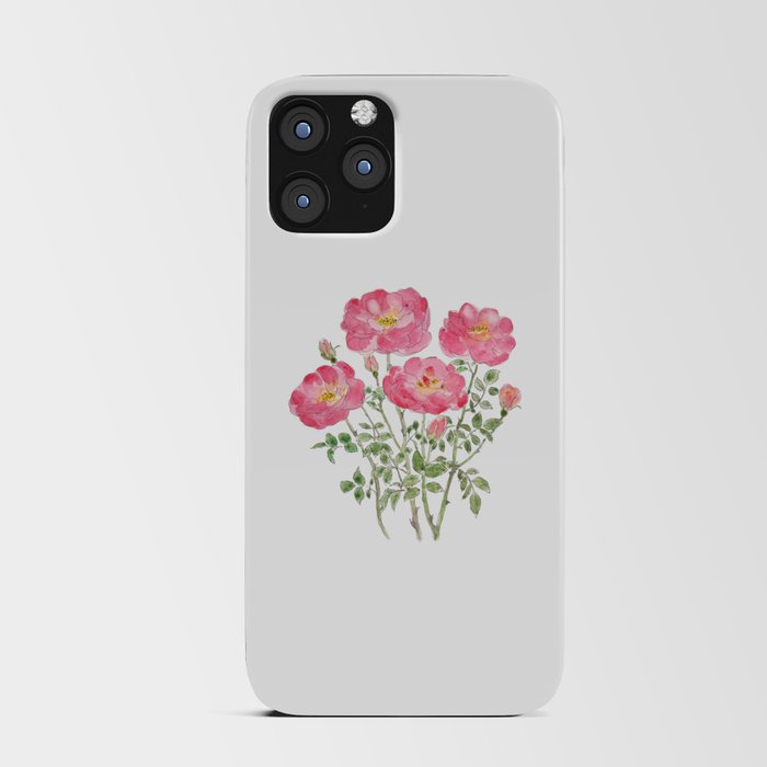pink rose watercolor  iPhone Card Case