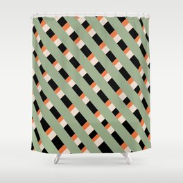 Sage green Diagonal stripe pattern Shower Curtain