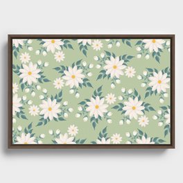 Flowers daisies pattern print Framed Canvas