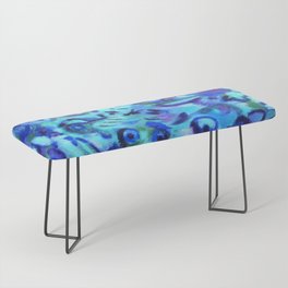 WATER LILIES, blue turquoise & purple abstract oil painting  Bench