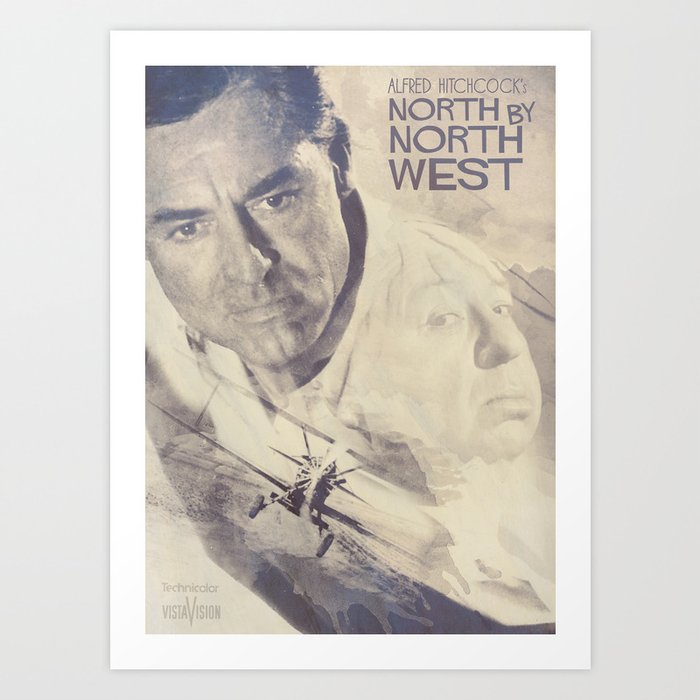 North by Northwest, Alfred Hitchcock, vintage movie poster, Cary Grant, minimalist Art Print