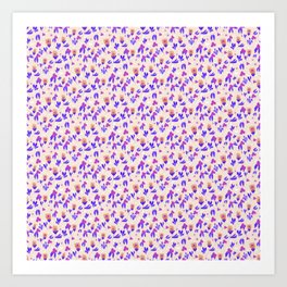 Orange, Pink, Purple, Blue repeat flower and leave pattern Art Print