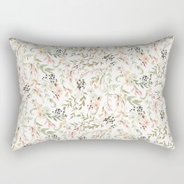 Dainty Intricate Pastel Floral Pattern Rectangular Pillow
