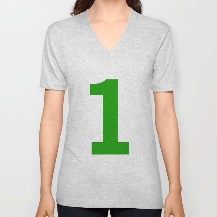Number 1 (Green & White) V Neck T Shirt