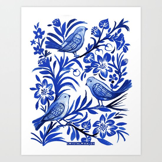 Blue Birds Art Print