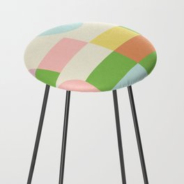 Neon Pastel Geometric block Pattern Counter Stool