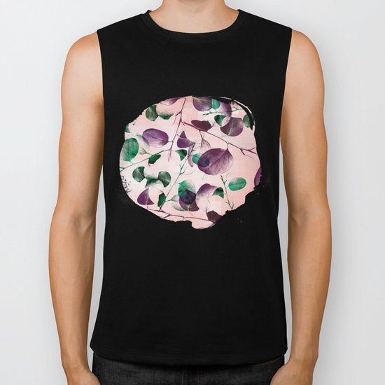 Spiral Eucalyptus Leaves Biker Tank