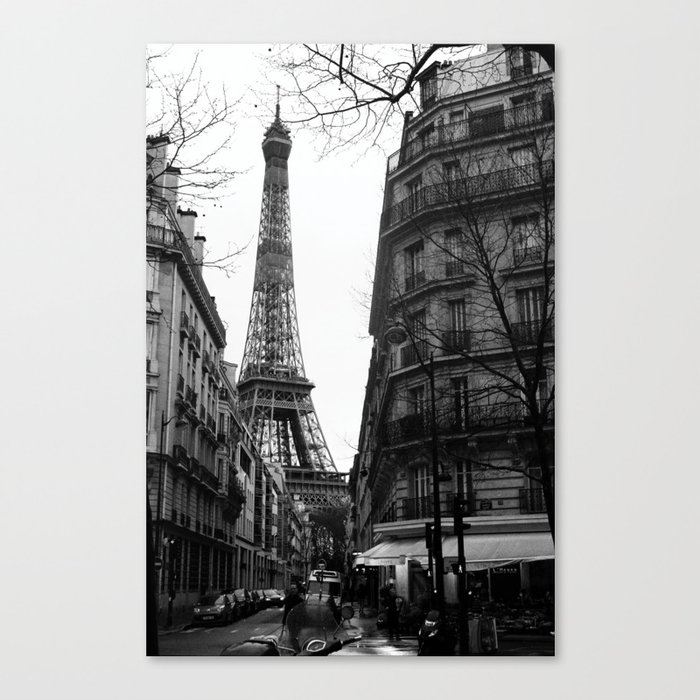Eiffel Tower Black and White Canvas Print