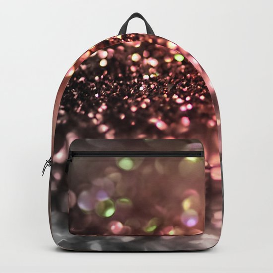 Copper grey and black shiny glitter print - Sparkle Luxury Backdrop Backpack