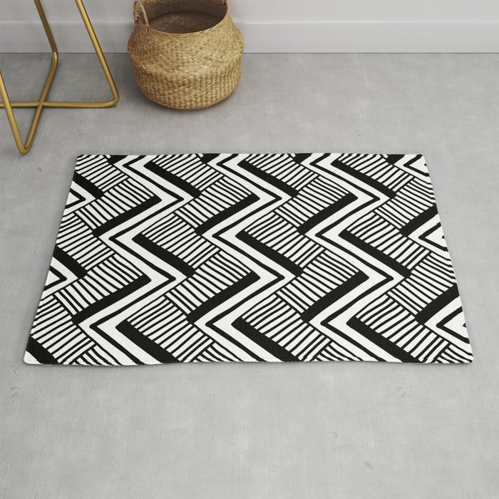 Zig Zag Black White Rug By Starflyer Society6 Check out our black and white mat selection for the very best in unique or custom, handmade pieces from our rugs shops. society6
