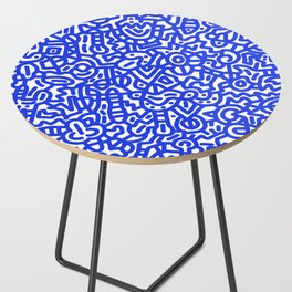 Cobalt Blue on White Doodles Side Table