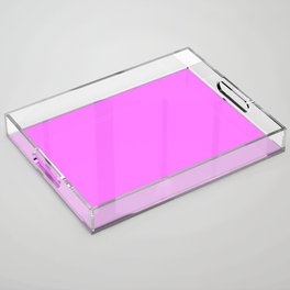 Fuchsia Pink Purple Solid Color Popular Hues Patternless Shades of Magenta Collection Hex #ff77ff Acrylic Tray