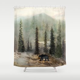Mountain Black Bear Shower Curtain