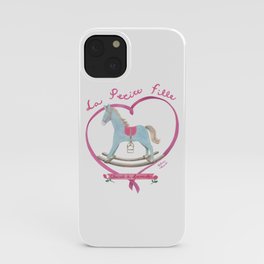 Blue horse in pink heart iPhone Case