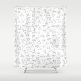 SHARK TEETH PATTERN-white Shower Curtain