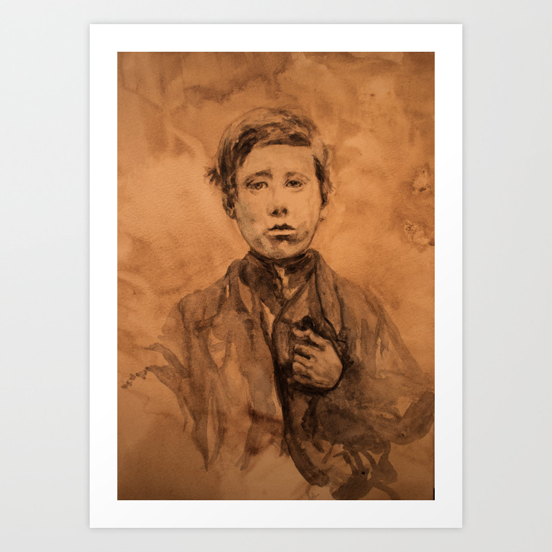Watercolor Portrait Of Victorian Boy Art Print By Burdickdavidson