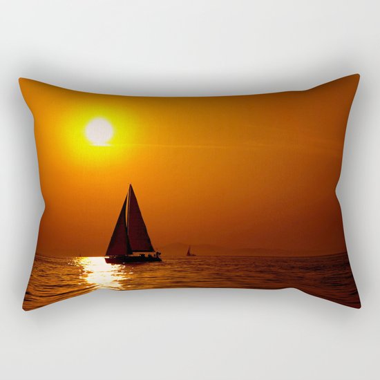 A sailboat at sunset Rectangular Pillow