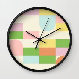 Neon Pastel Geometric block Pattern Wall Clock