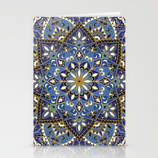 Ornamental Ethnic Bohemian Pattern XII Cobalt Gold Stationery Cards
