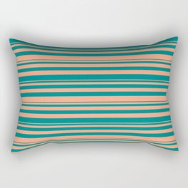 [ Thumbnail: Light Salmon & Teal Colored Stripes/Lines Pattern Rectangular Pillow ]