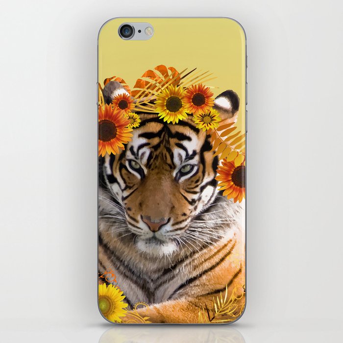 Tiger - Wild Animals Sunflower Mandala Monstera Leaves Fantasy iPhone Skin