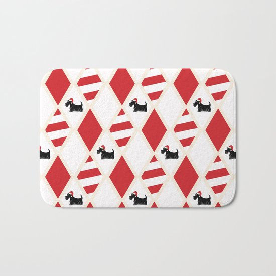 Scottie Dog Christmas Pattern Bath Mat
